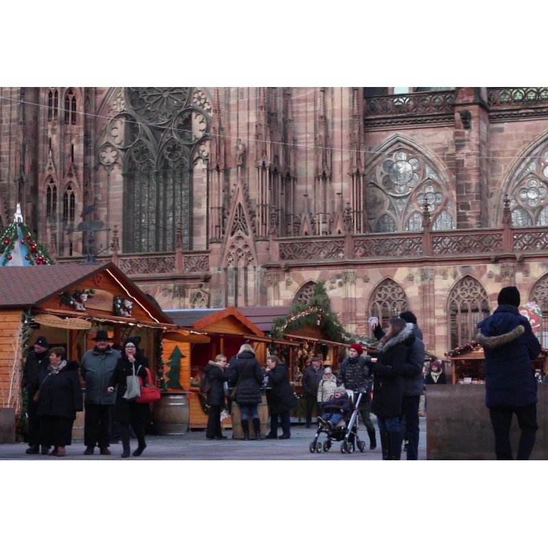 France - Strasbourg - market - Christmas - people - decorations - stands