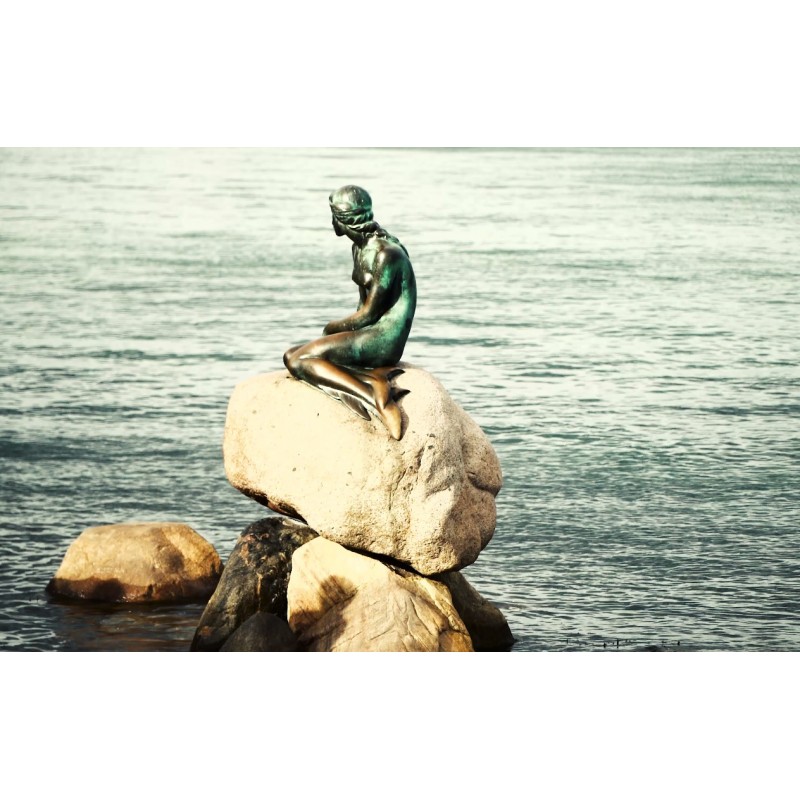 Dánsko - Kodaň - kultura - socha - Malá mořská víla - mořská panna - Andersen - 4K
