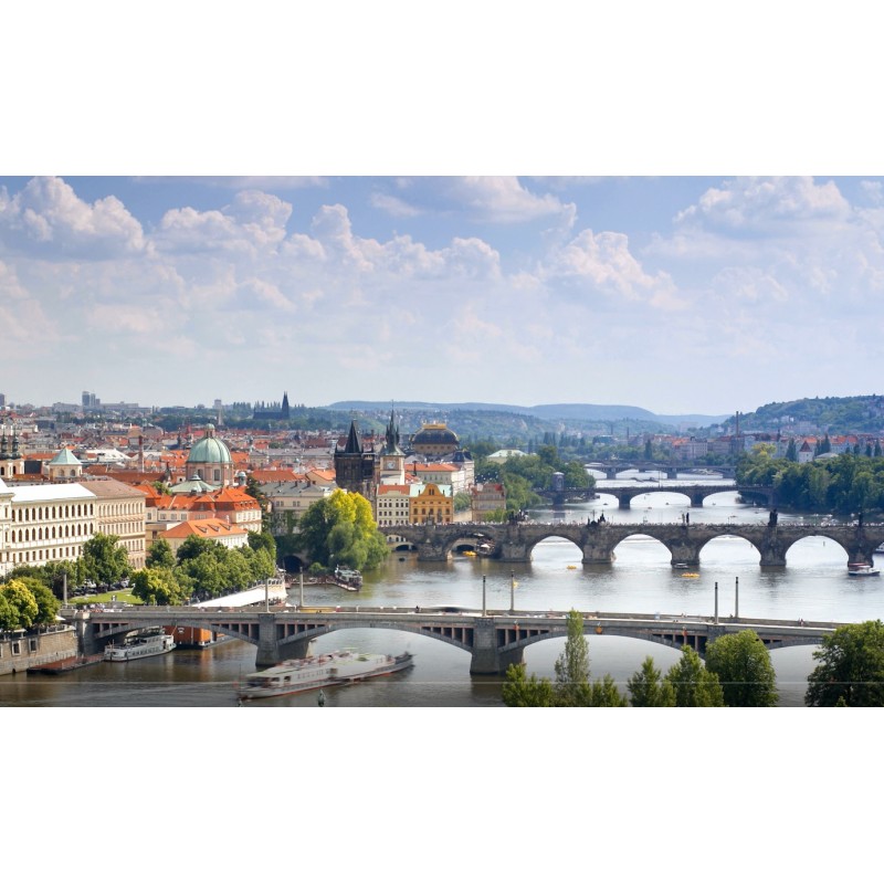CR - Prague - Vltava river - Charles bridge - National Theater - time-lapse