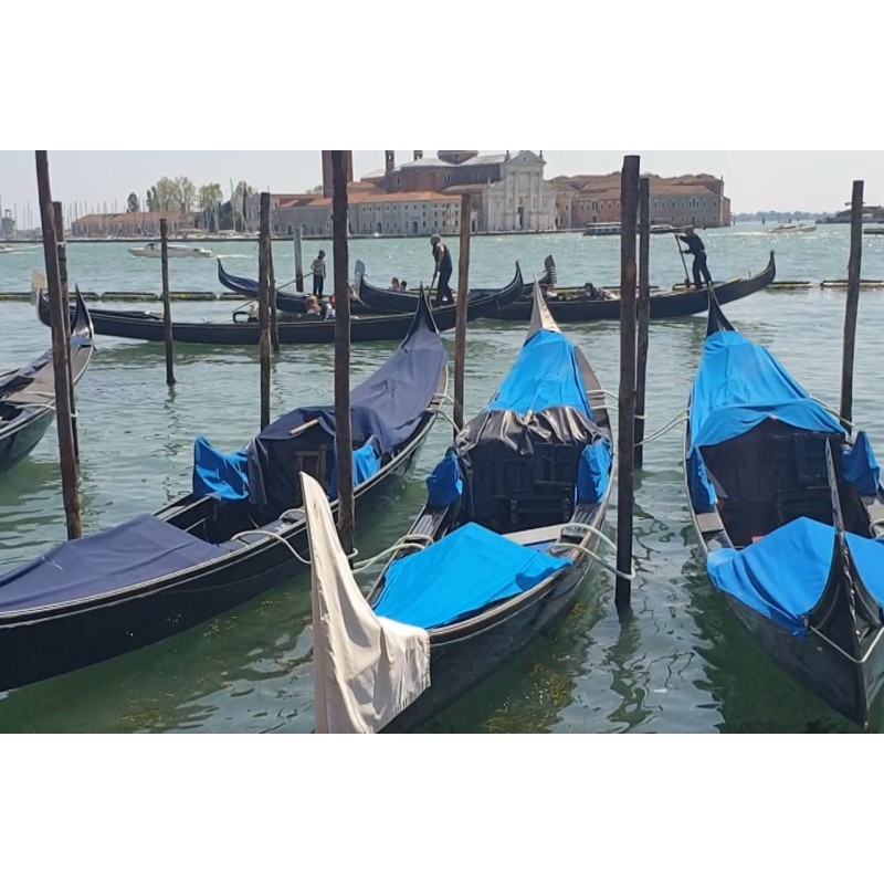 Italy - Venice - San Marco - ships - sea - gondola - gondolier - channel - waterfront - tourists - pier
