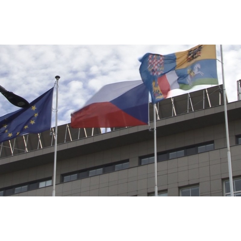 CZ - Ostrava - buildings - region - headquarters - regional authority - flag
