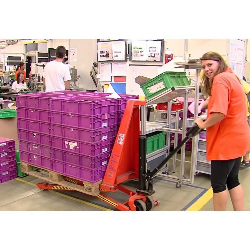 CR - industry - warehouse keeper - hand pallet truck - worker - train set