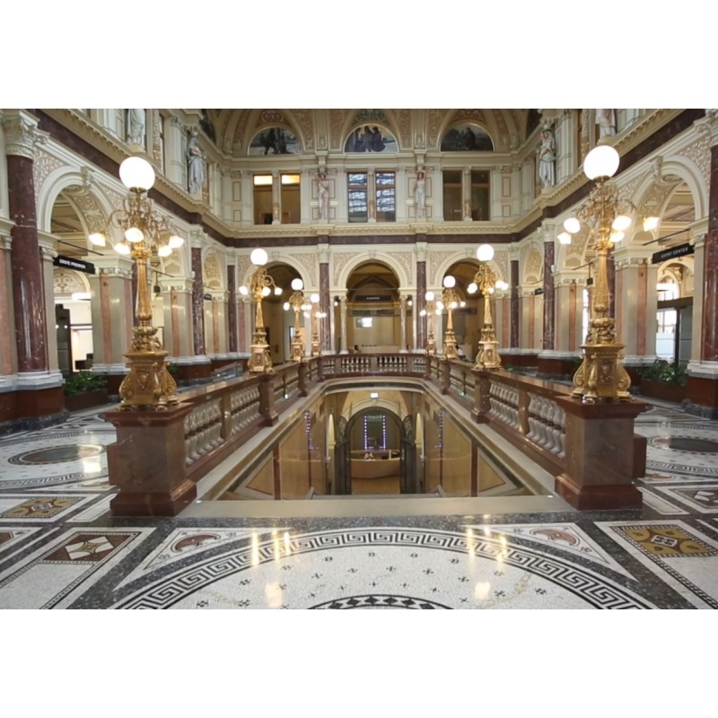  CZ - buildings - Prague - Česká spořitelna - architecture - palace - neo-renaissance - column - stairs